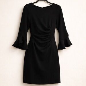 Karl Lagerfeld Ruched Sheath Dress Bell Sleeve Stretch